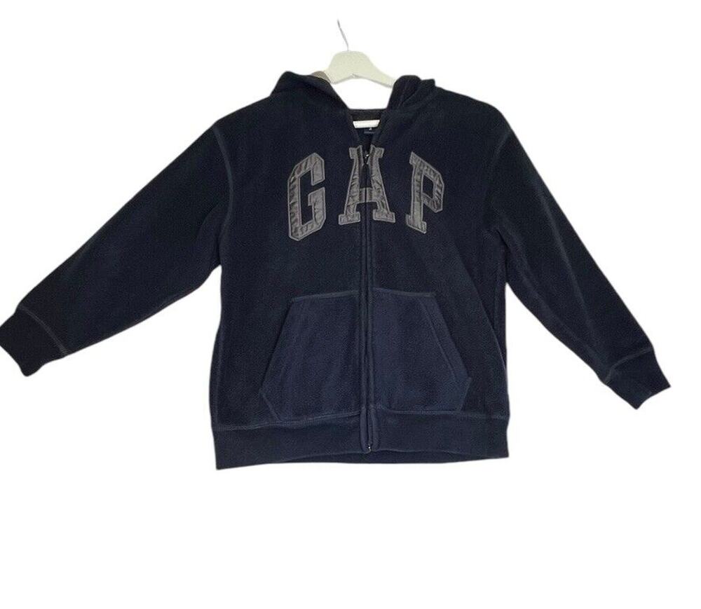 Gap Boy's Logo Fleece Full Zip Hoodie Navy Blue Size M (8)